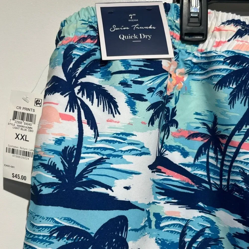 Club Room Men's‎ Multicolor Tropical Quick Dry Drawstring Swim Trunks XXL NWT
